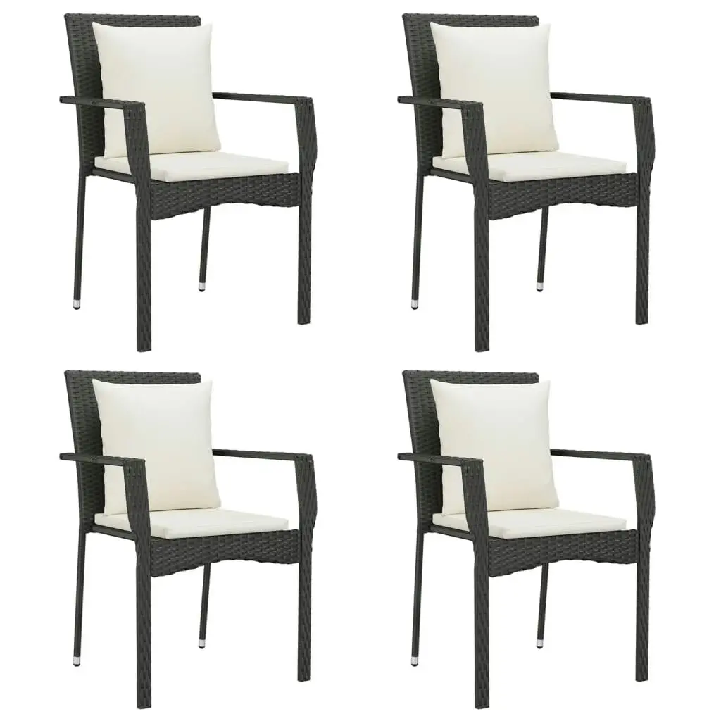 Garden Chairs with Cushions 4 pcs Poly Rattan Black 319879