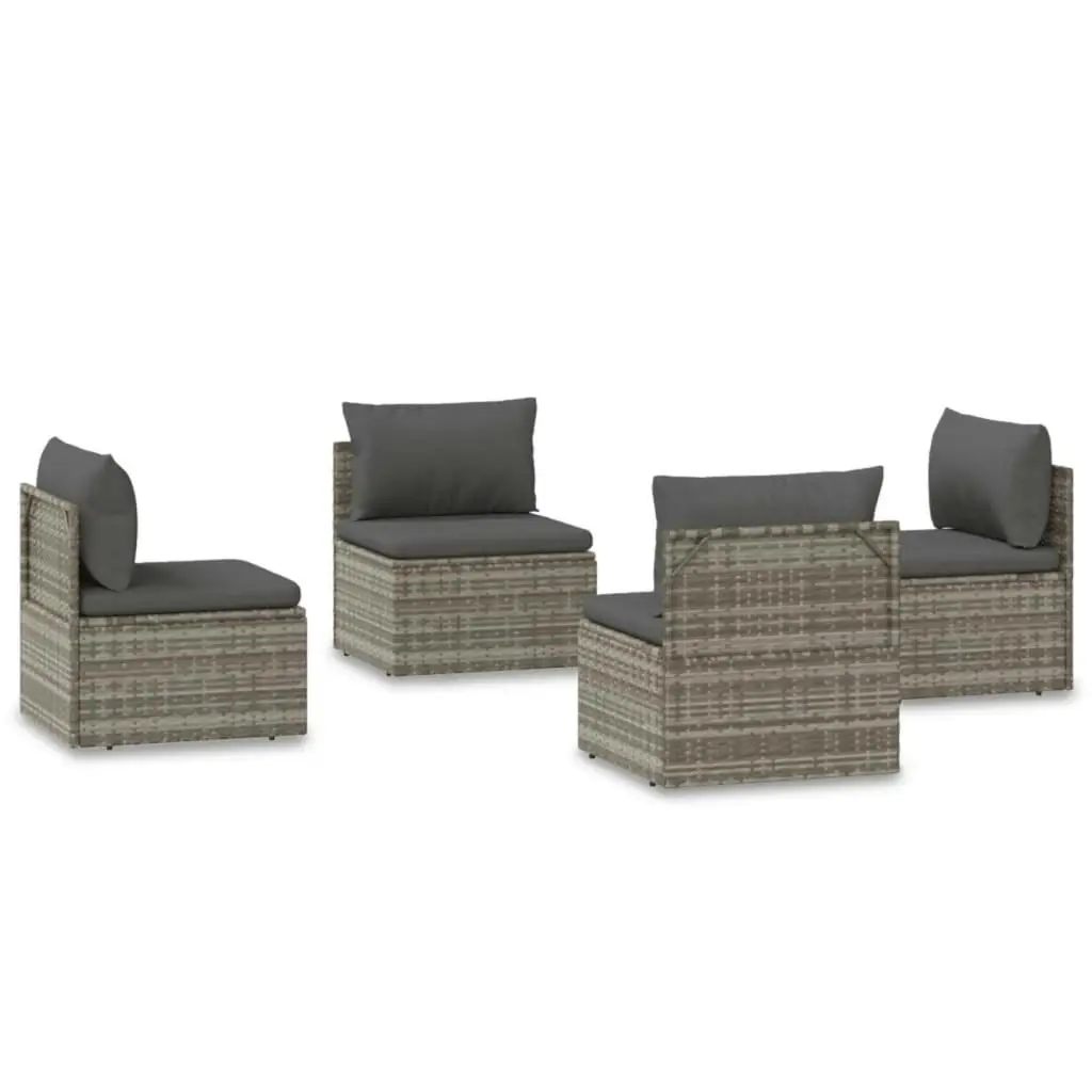 Garden Middle Sofas 4 pcs Grey 57x57x56 cm Poly Rattan 3157503