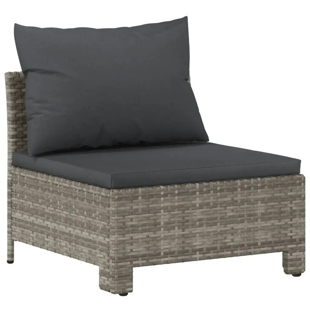 Garden Middle Sofa with Cushion Grey Poly Rattan 362694