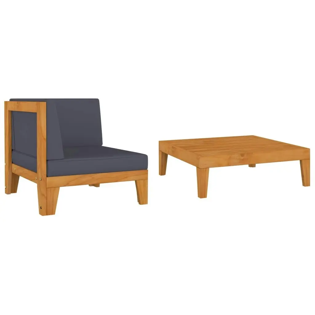 2 Piece Garden Lounge Set with Cushions Solid Acacia Wood 312147