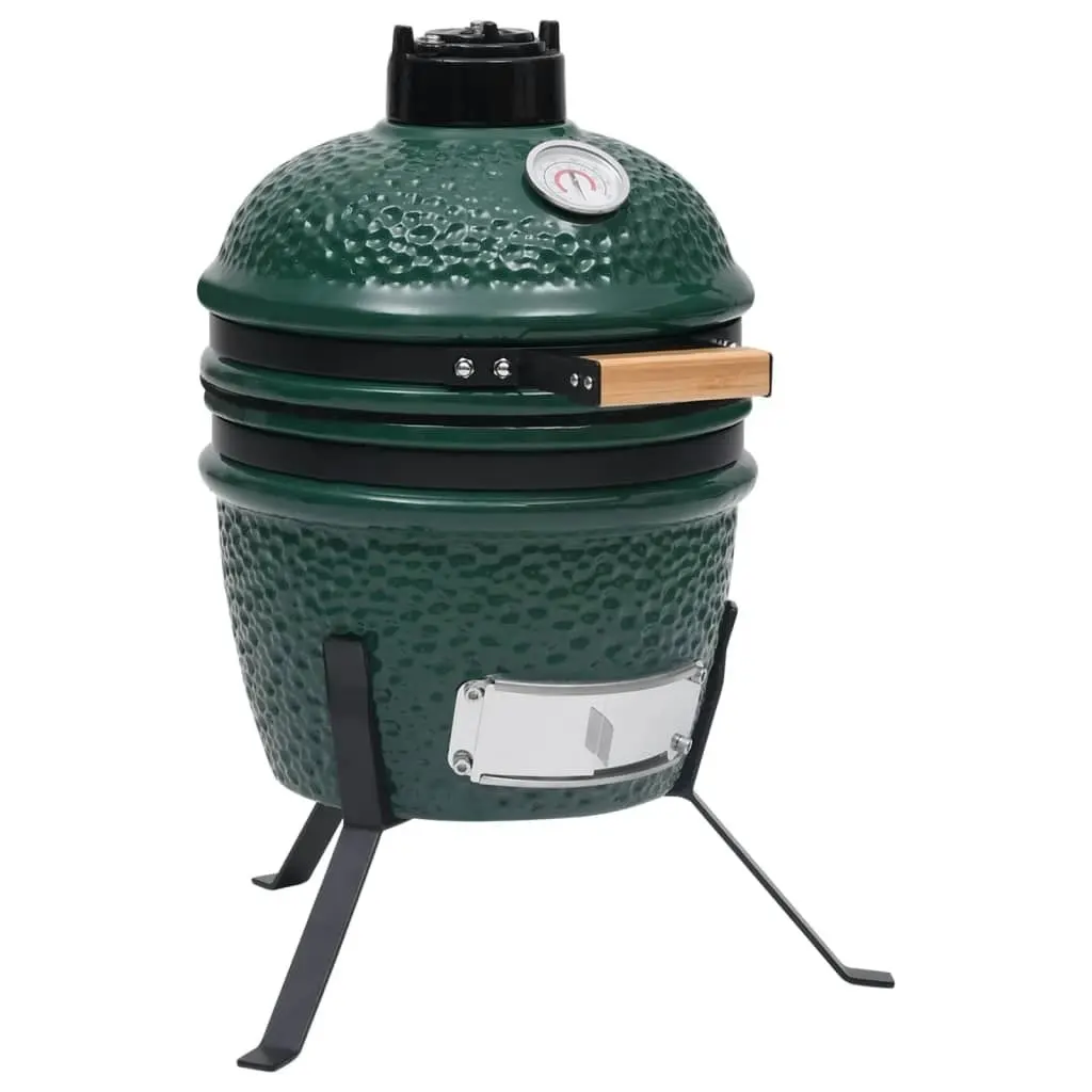 2-in-1 Kamado Barbecue Grill Smoker Ceramic 56 cm Green 316094