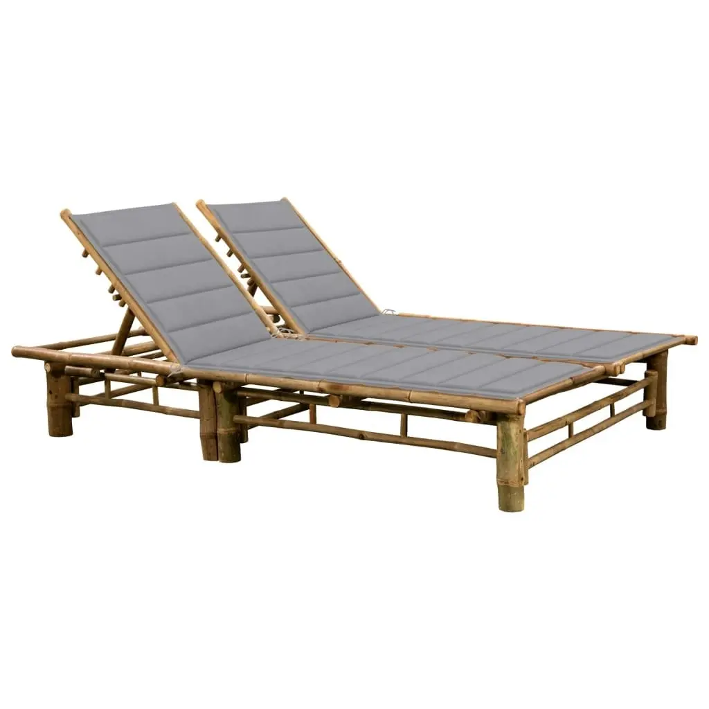 2-Person Sun Lounger with Cushions Bamboo 3063946