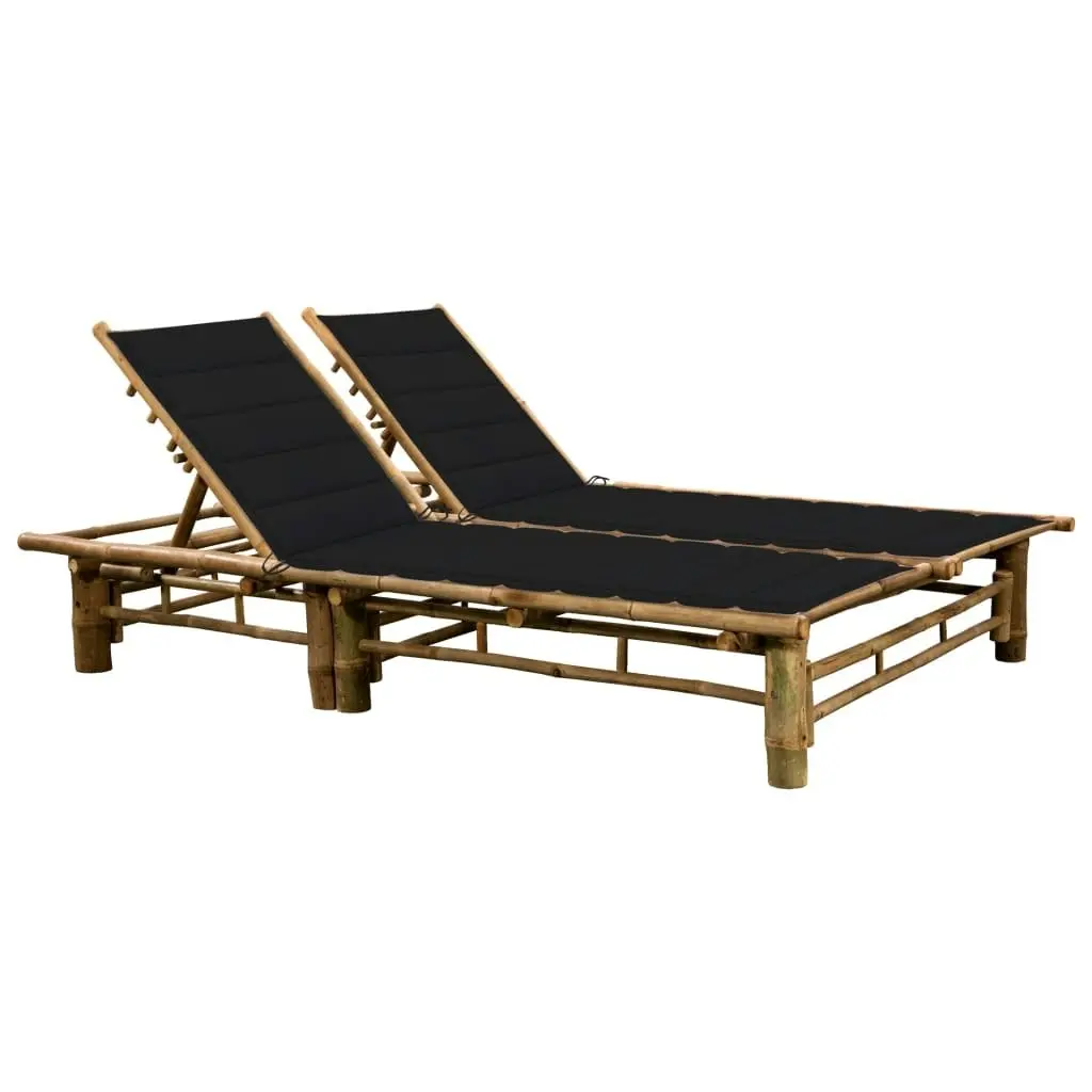 2-Person Sun Lounger with Cushions Bamboo 3063952