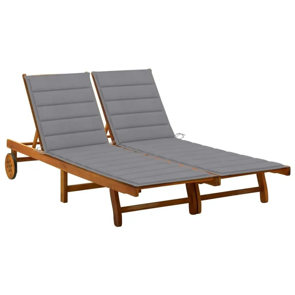 2-Person Garden Sun Lounger with Cushions Solid Acacia Wood 3061375