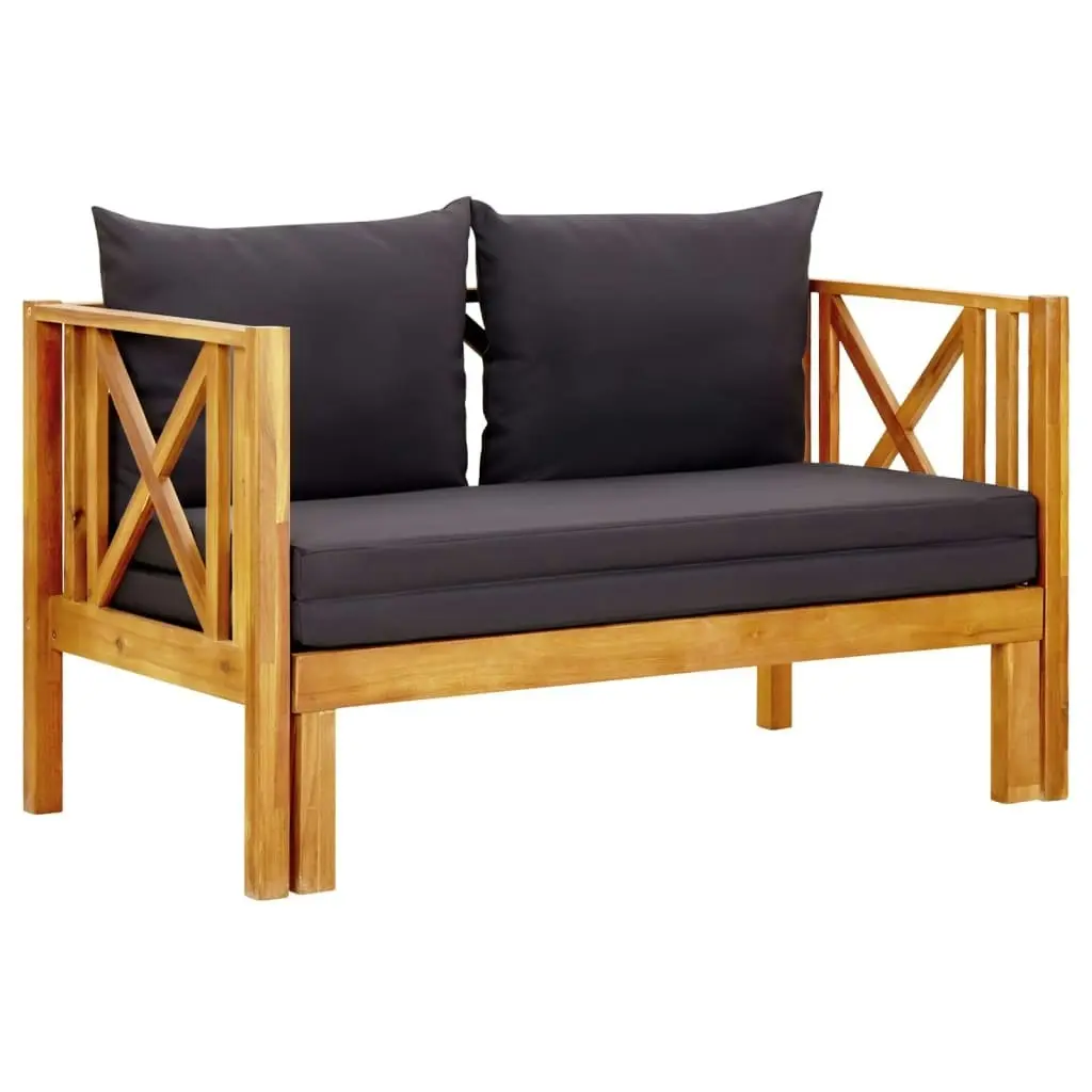 2-Seater Garden Bench with Cushions 122 cm Solid Acacia Wood 310308