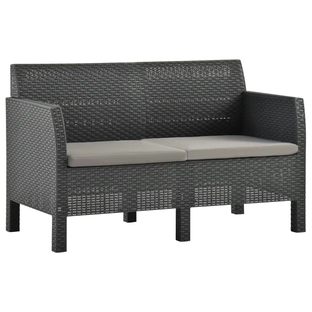 2-Seater Garden Sofa with Cushions Anthracite PP Rattan 3067231