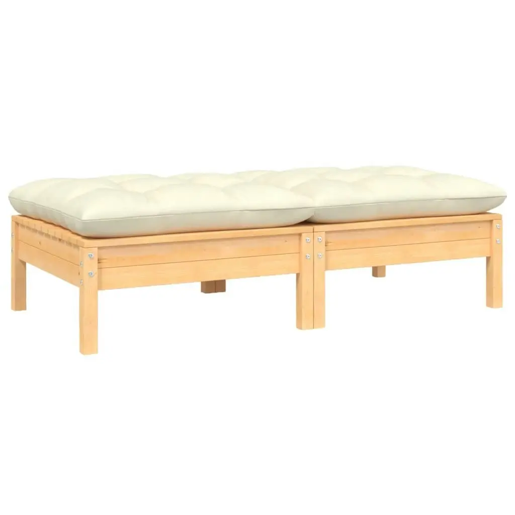 2-Seater Garden Sofa with Cream Cushions Solid Pinewood 806658