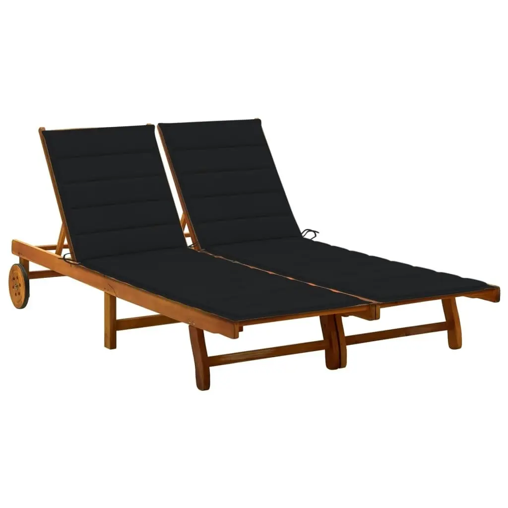 2-Person Garden Sun Lounger with Cushions Solid Acacia Wood 3061381