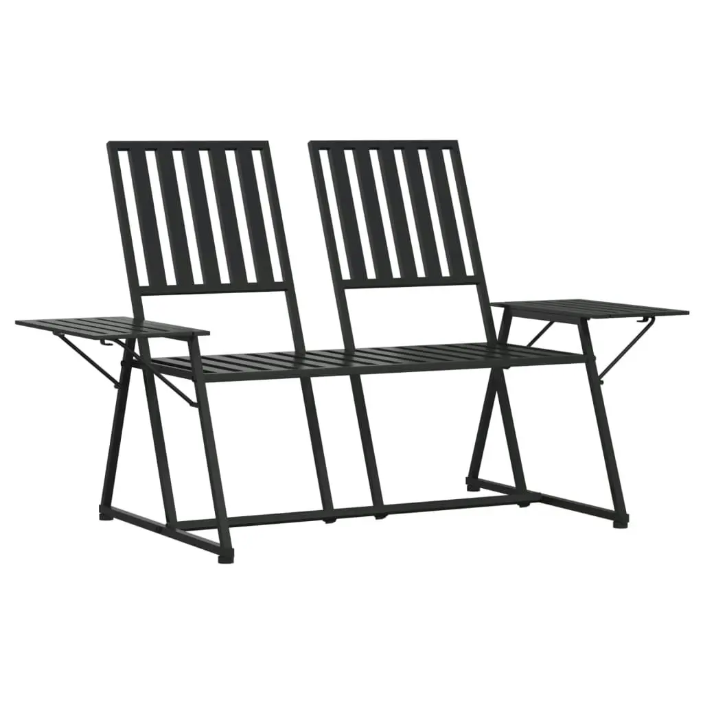 2-Seater Garden Bench 165 cm Black Steel 318819