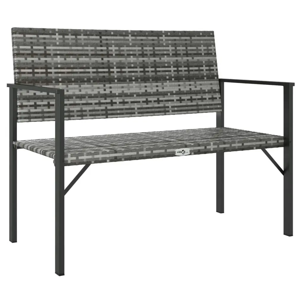 2-Seater Garden Bench Grey Poly Rattan 364122