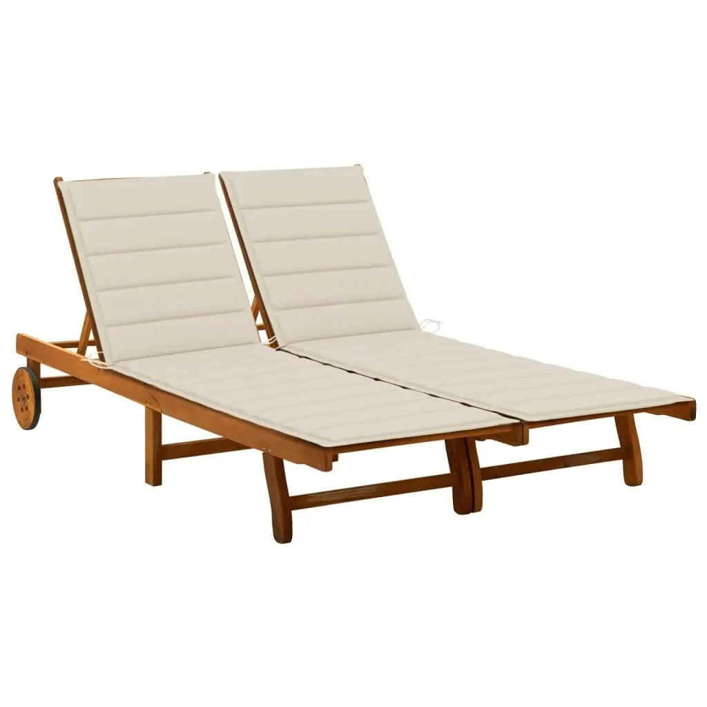 2-Person Garden Sun Lounger with Cushions Solid Acacia Wood 3061377