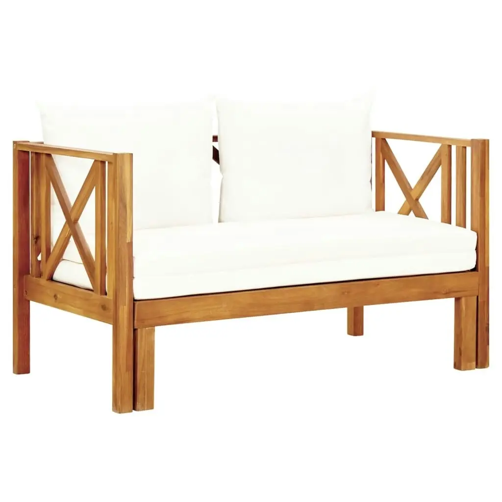 2-Seater Garden Bench with Cushions 122 cm Solid Acacia Wood 310307