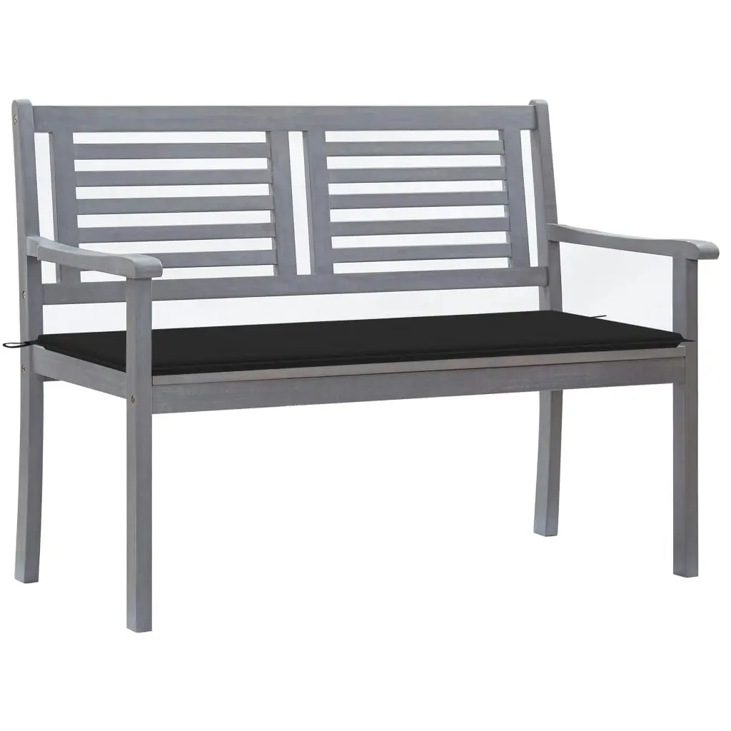 2-Seater Garden Bench with Cushion 120 cm Grey Eucalyptus Wood 3061030