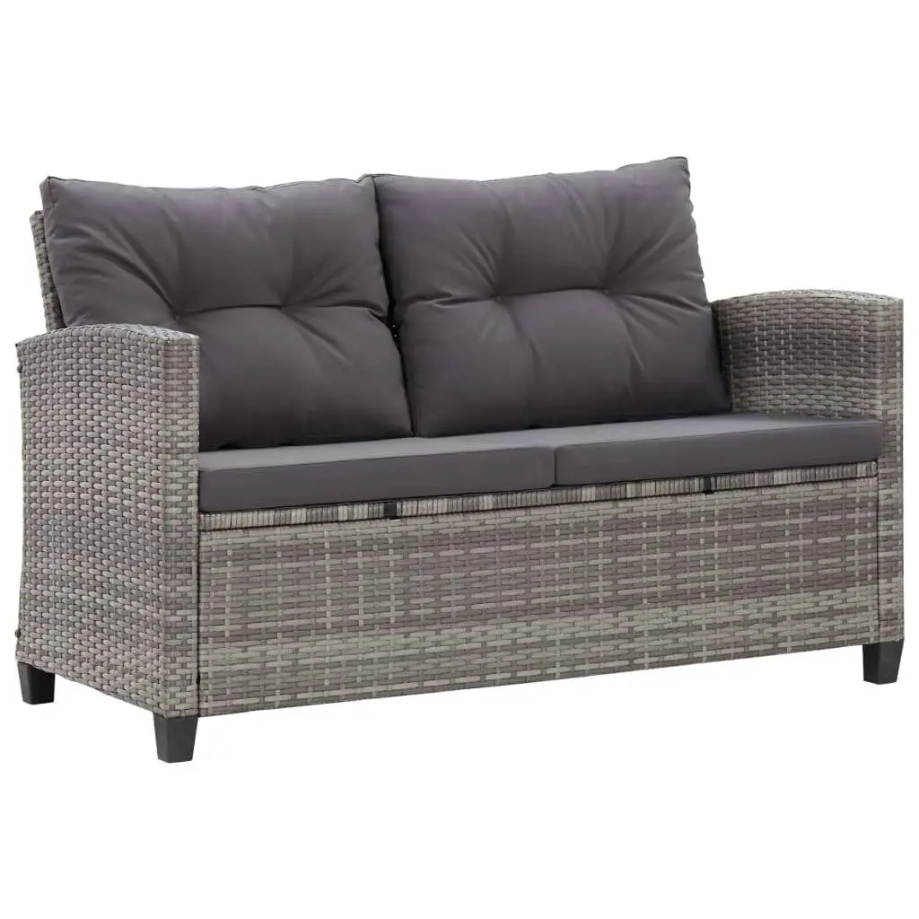 2-Seater Garden Sofa with Cushions Grey 124 cm Poly Rattan 46154