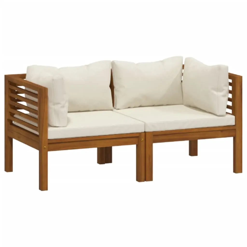 2-Seater Garden Sofa with Cream Cushions Solid Wood Acacia 3086931