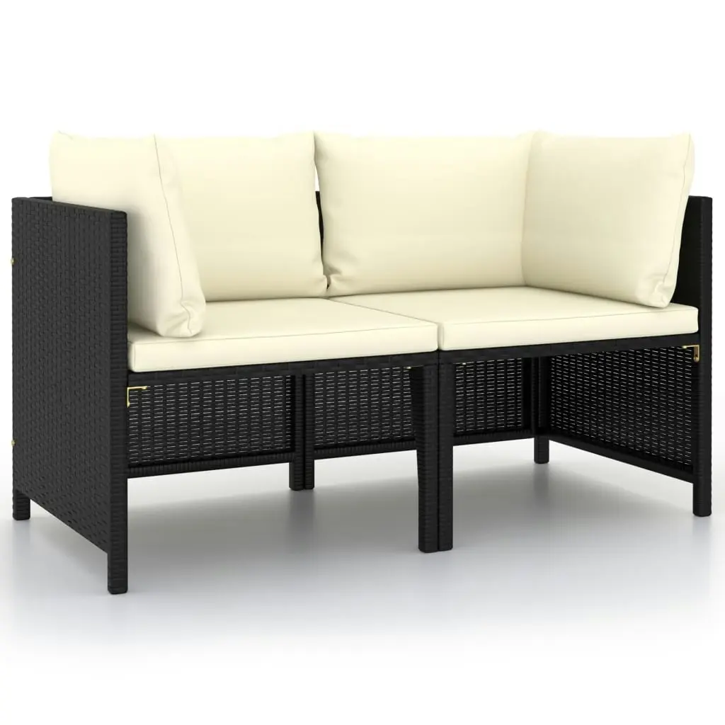 2-Seater Garden Sofa with Cushions Black Poly Rattan 313512