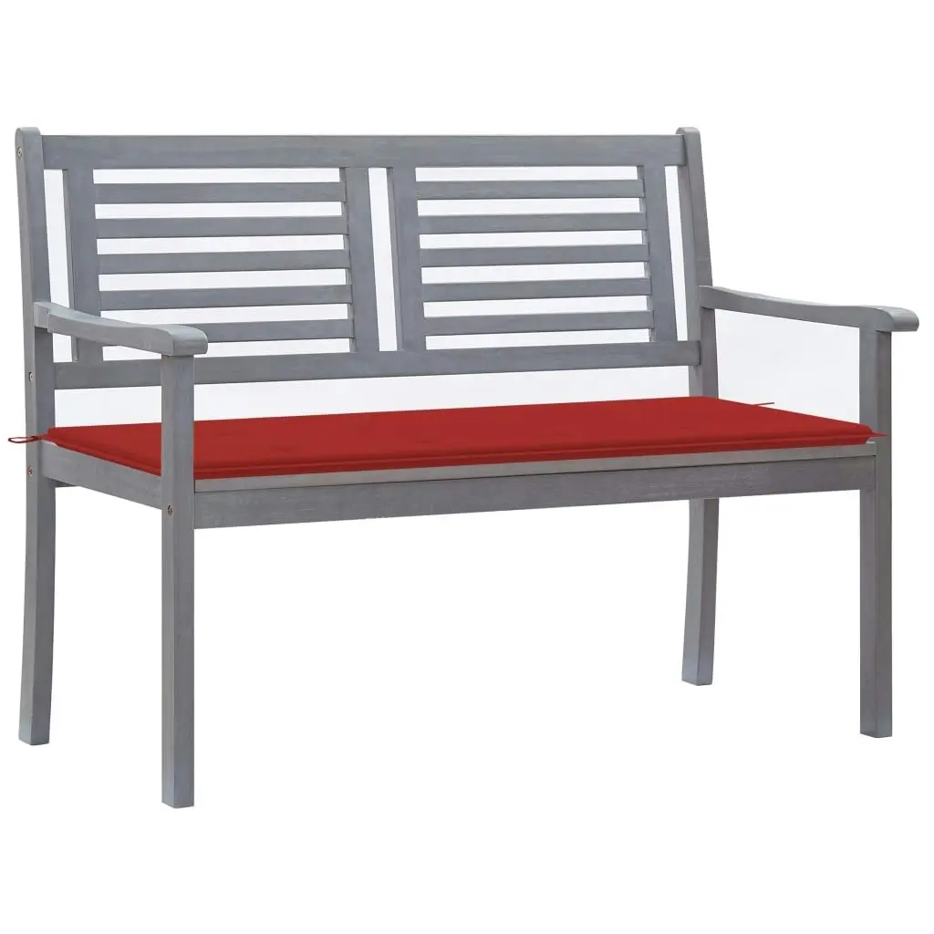 2-Seater Garden Bench with Cushion 120 cm Grey Eucalyptus Wood 3061029