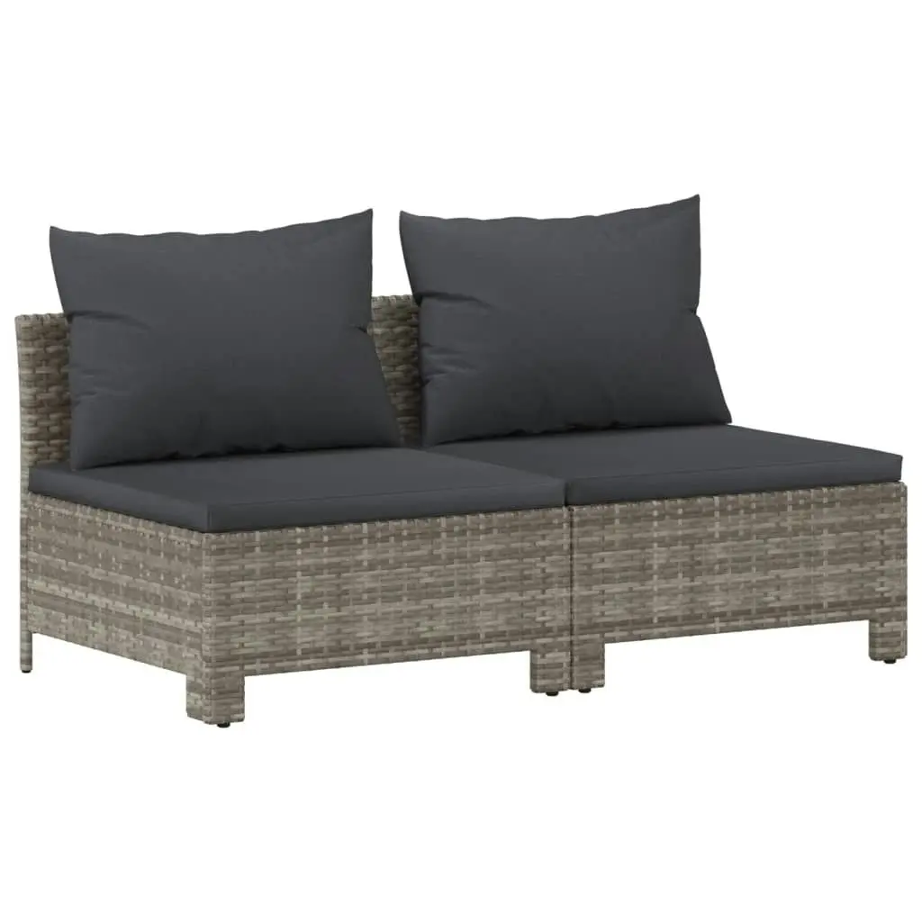 2-Seater Garden Sofa with Cushions Grey Poly Rattan 362691