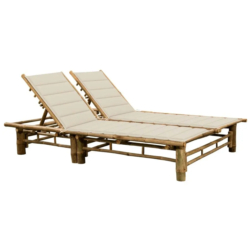 2-Person Sun Lounger with Cushions Bamboo 3063948