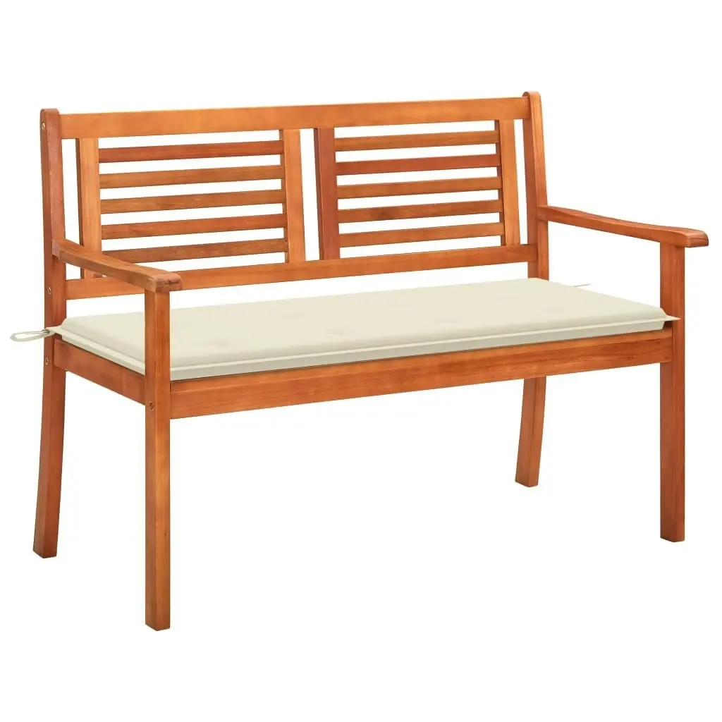 2-Seater Garden Bench with Cushion 120 cm Solid Eucalyptus Wood 3060971