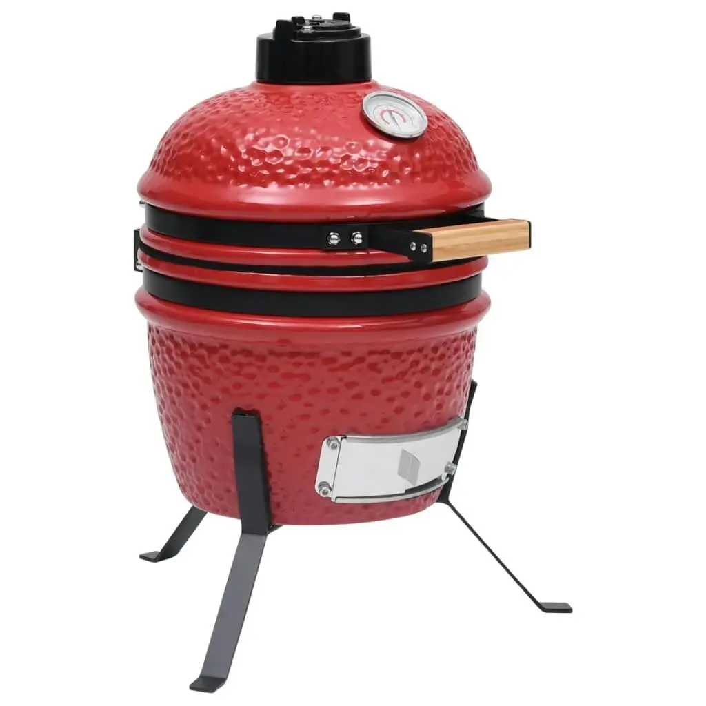 2-in-1 Kamado Barbecue Grill Smoker Ceramic 56 cm Red 316095