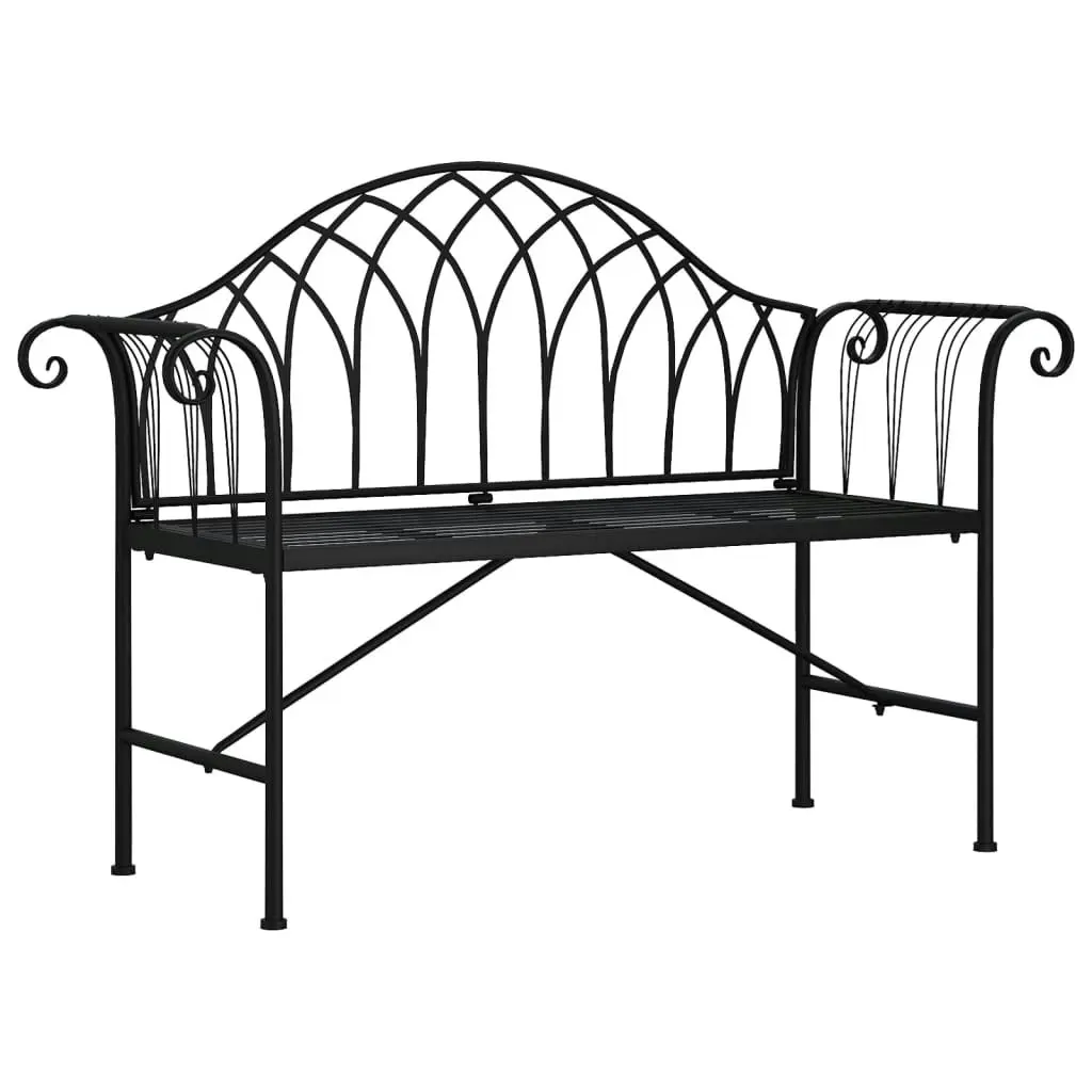 2-Seater Garden Bench 128 cm Black Steel 318828