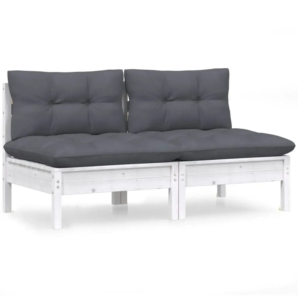 2-Seater Garden Sofa with Anthracite Cushions Solid Wood Pine 3095993