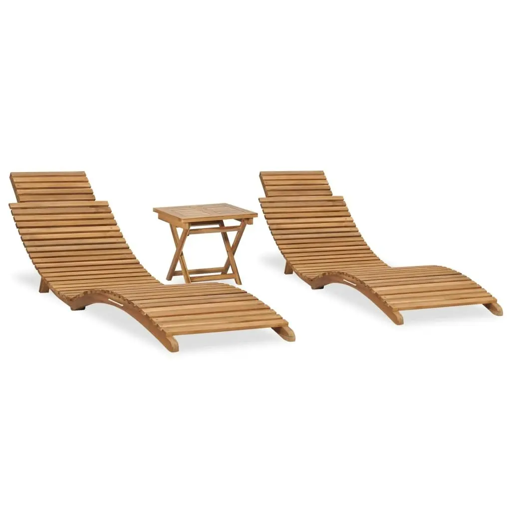 3 Piece Folding Garden Lounge Set Solid Teak Wood 3059960