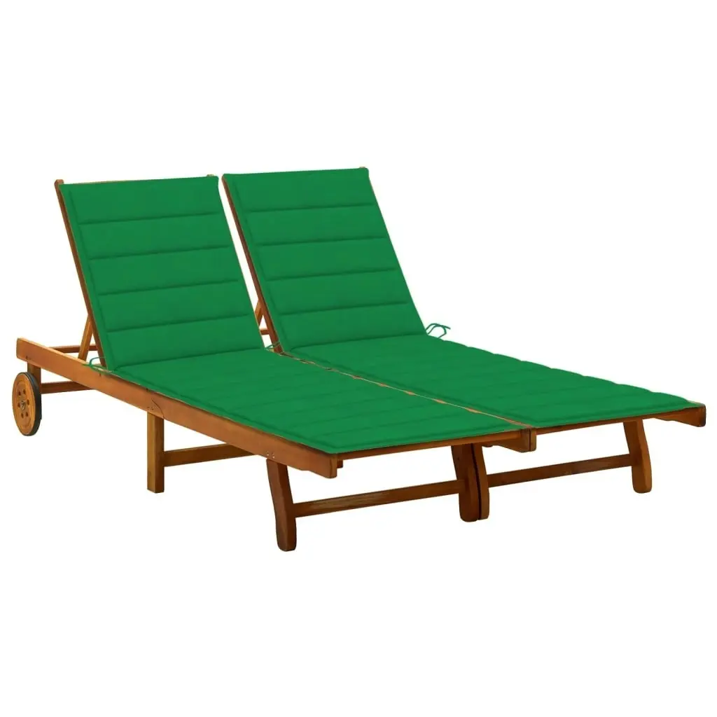 2-Person Garden Sun Lounger with Cushions Solid Acacia Wood 3061379