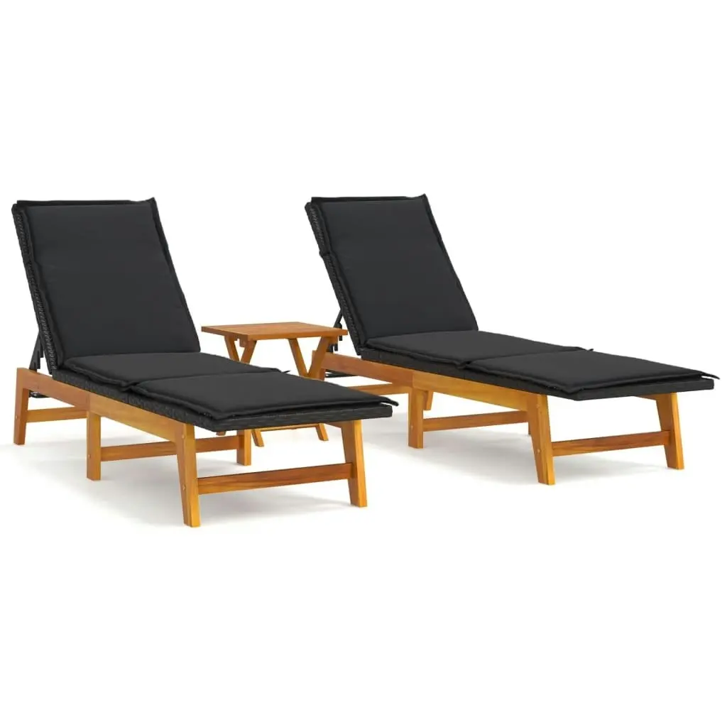 3 Piece Garden Lounge Set Poly Rattan&Solid Wood Acacia 3154401