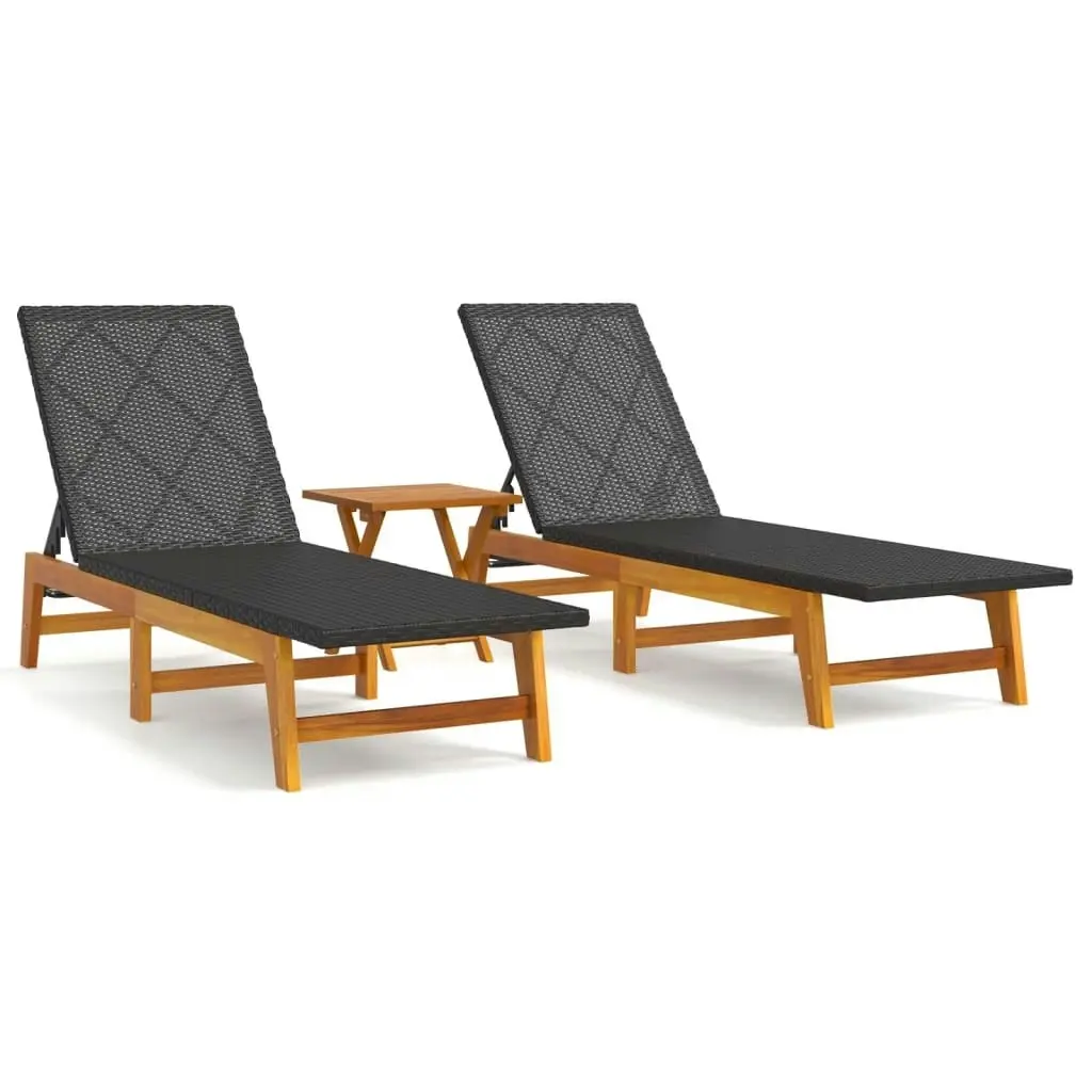 3 Piece Garden Lounge Set Poly Rattan&Solid Wood Acacia 3154402