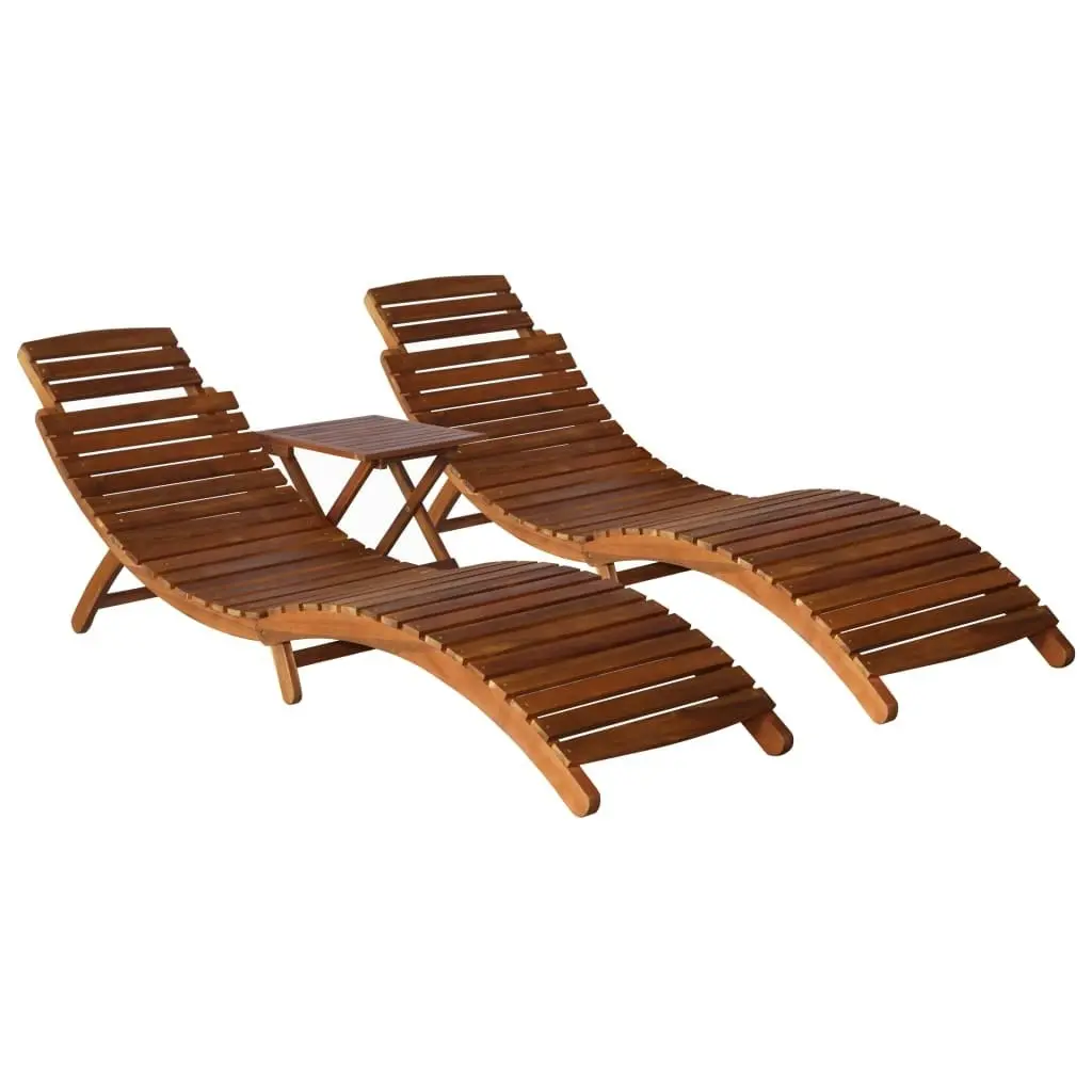 3 Piece Sunlounger with Tea Table Solid Wood Acacia 279160