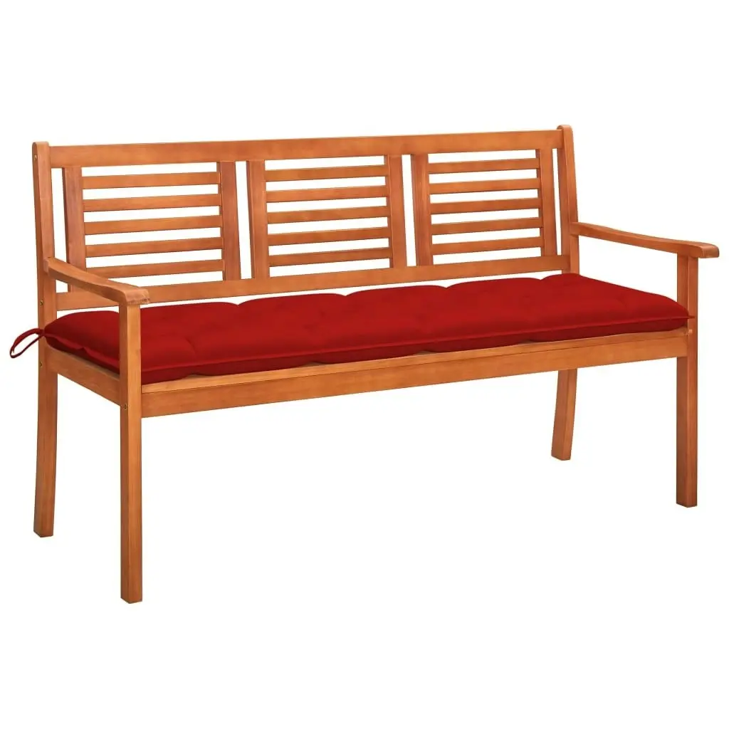 3-Seater Garden Bench with Cushion 150 cm Solid Eucalyptus Wood 3061017