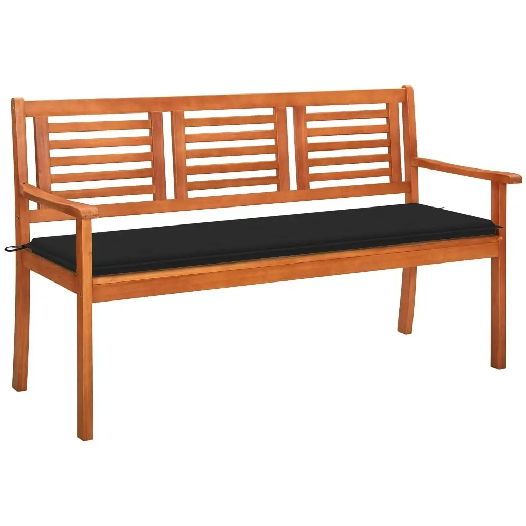 3-Seater Garden Bench with Cushion 150 cm Solid Wood Eucalyptus 3061003