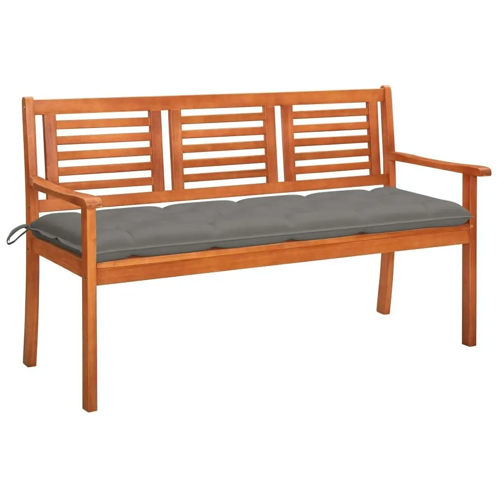 3-Seater Garden Bench with Cushion 150 cm Solid Eucalyptus Wood 3061012