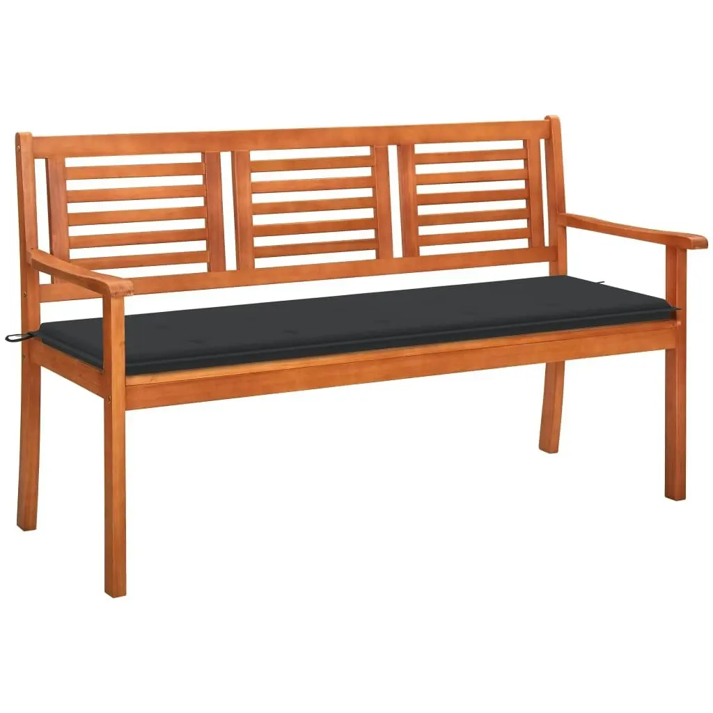 3-Seater Garden Bench with Cushion 150 cm Solid Eucalyptus Wood 3060996