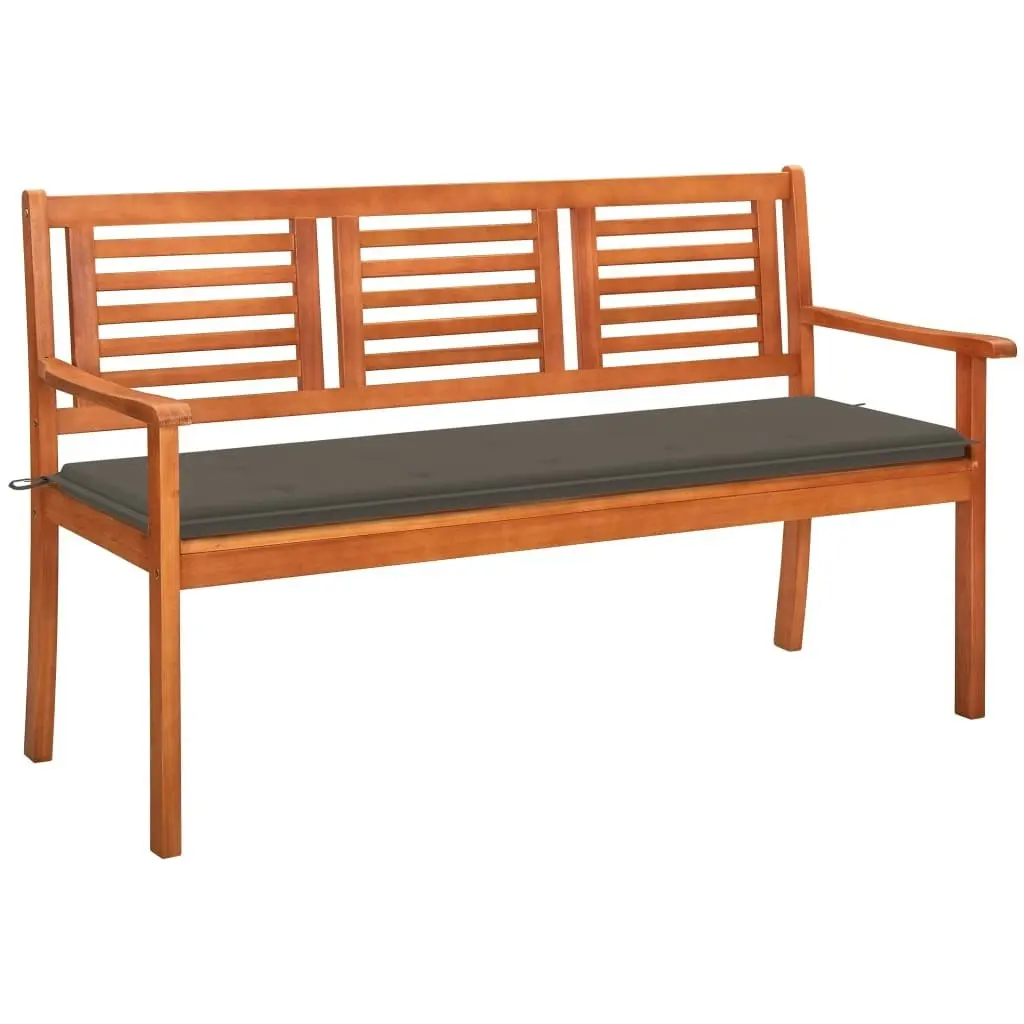 3-Seater Garden Bench with Cushion 150 cm Solid Eucalyptus Wood 3061004