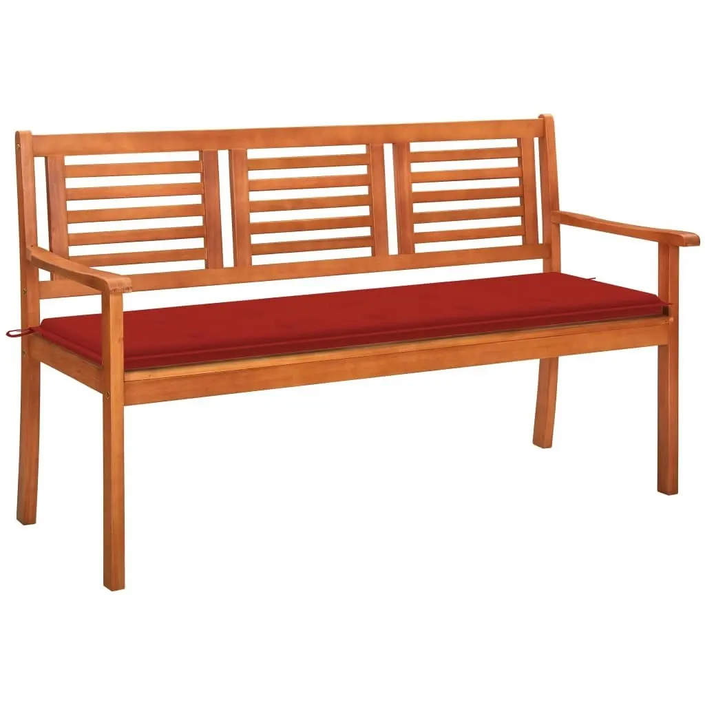 3-Seater Garden Bench with Cushion 150 cm Solid Eucalyptus Wood 3061002