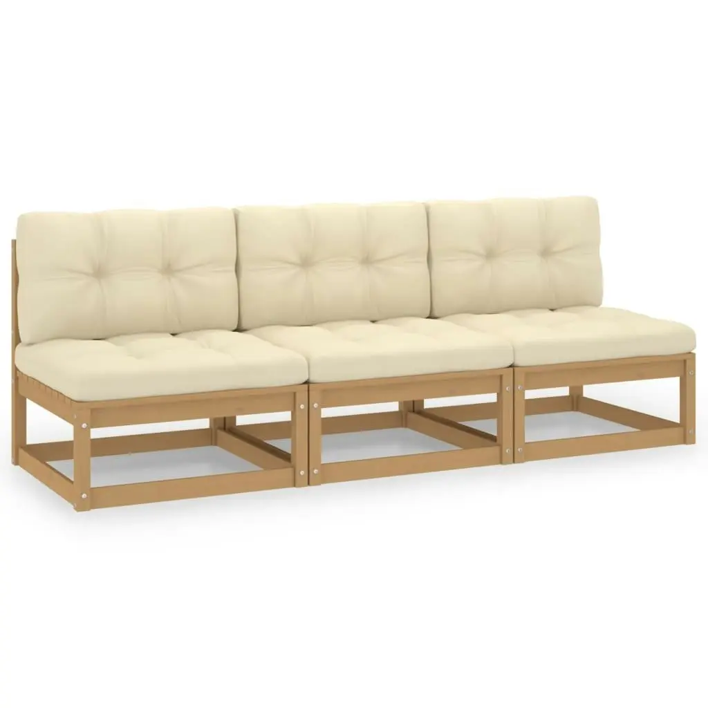 3-Seater Sofa with Cushions Solid Pinewood 3076352