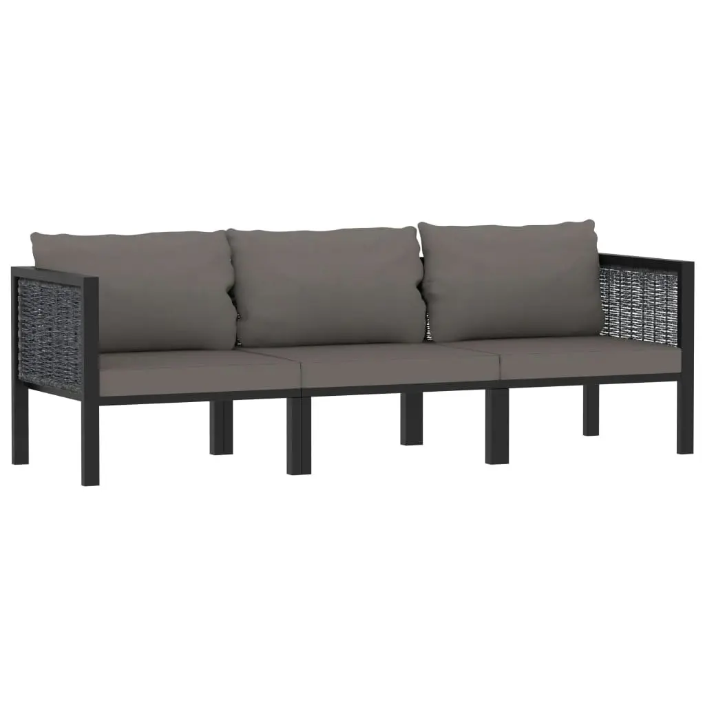 3-Seater Sofa with Cushions Anthracite Poly Rattan 49400