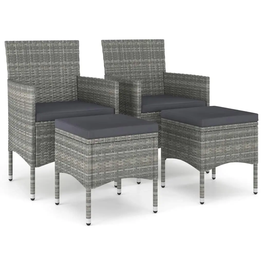 4 Piece Garden Chair and Stool Set Poly Rattan Grey 310611