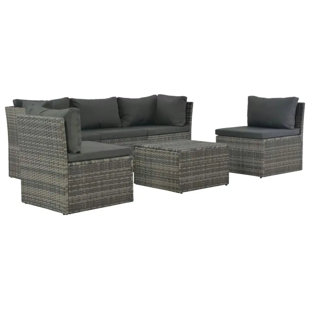 4 Piece Garden Lounge Set with Cushions Poly Rattan Grey 44723