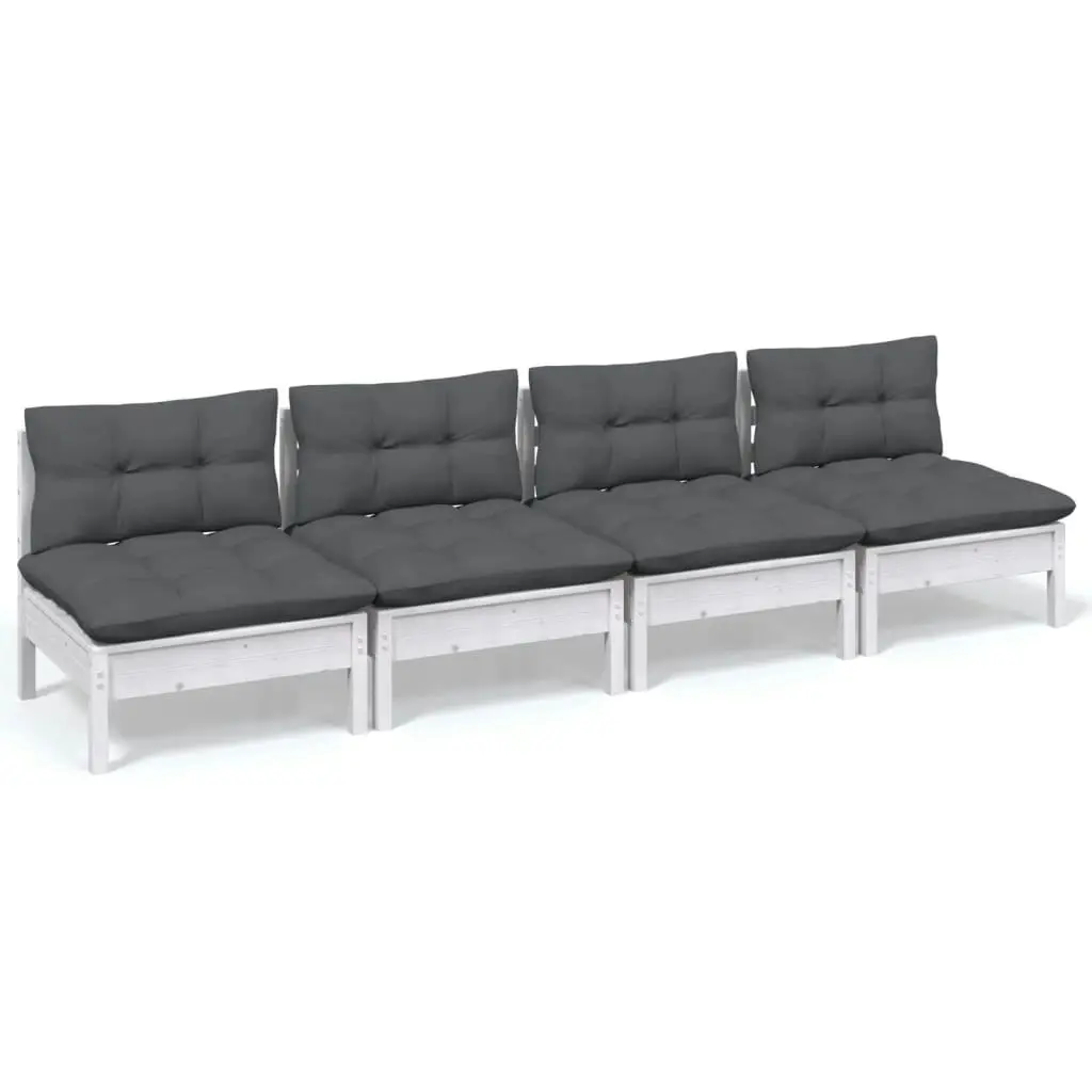 4-Seater Garden Sofa with Anthracite Cushions Solid Pinewood 3096125