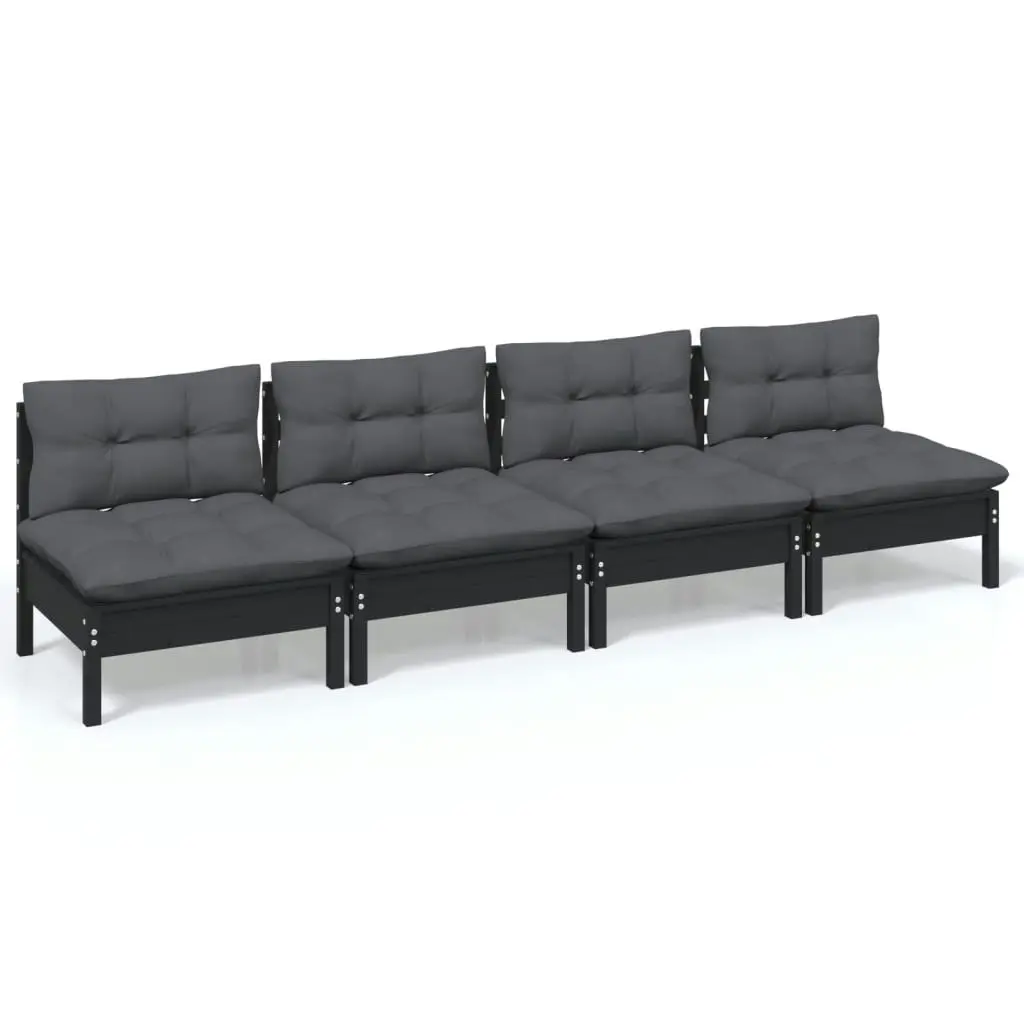 4-Seater Garden Sofa with Anthracite Cushions Solid Pinewood 3096128