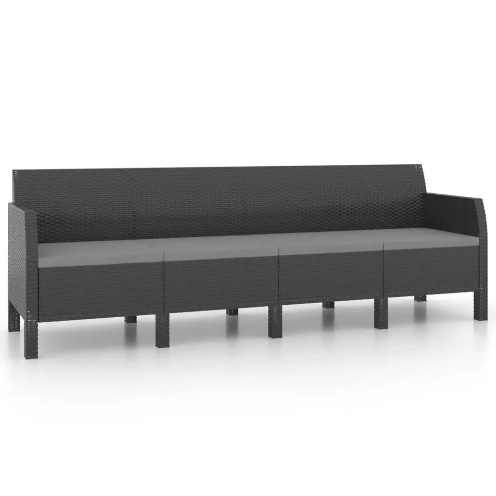 4-Seater Garden Sofa with Cushions Anthracite PP Rattan 3079669