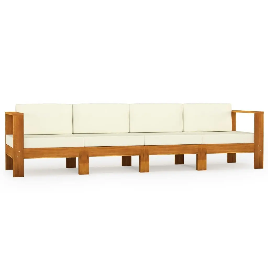 4-Seater Garden Sofa with Cream White Cushions Solid Acacia Wood 3057928