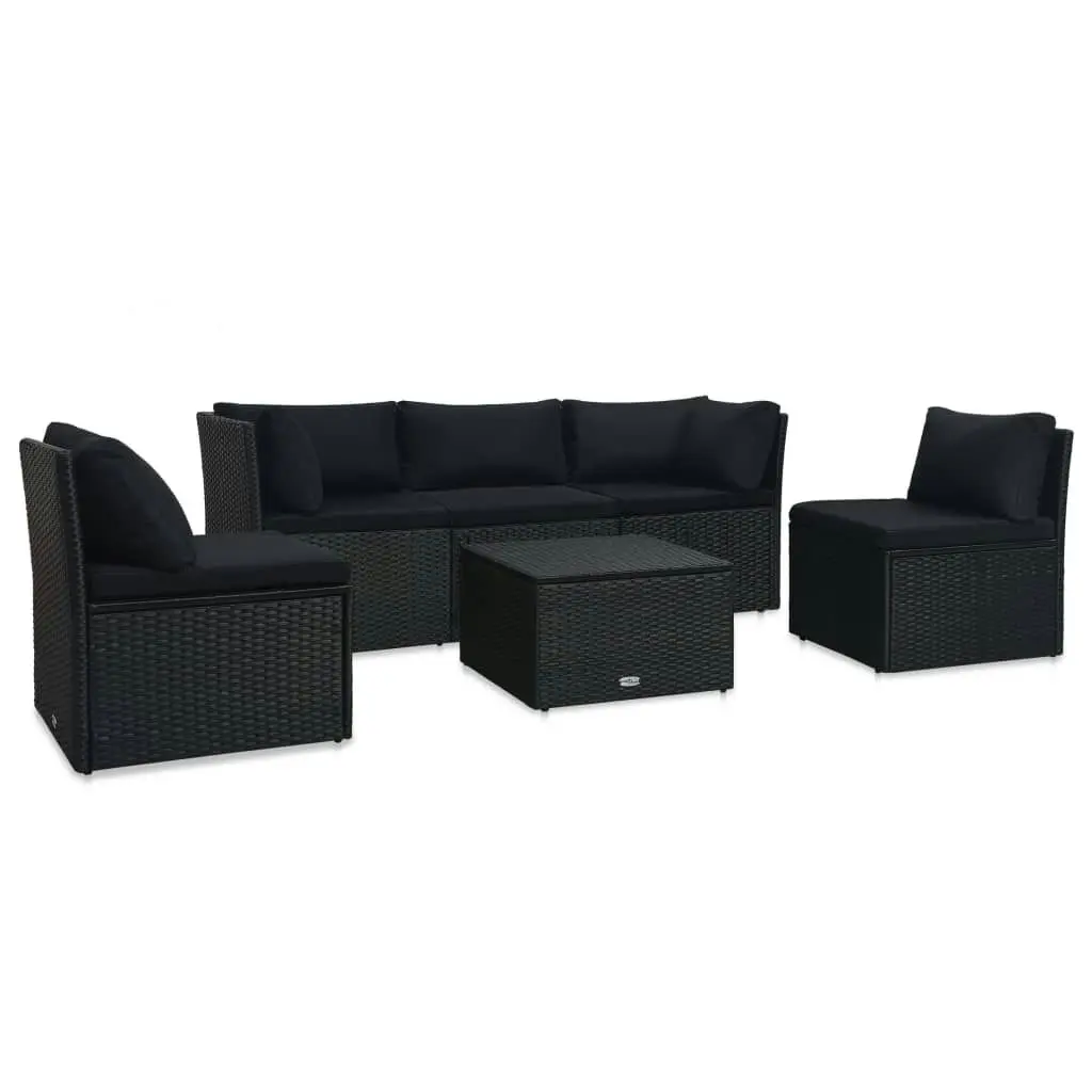 4 Piece Garden Lounge Set with Cushions Poly Rattan Black 47811