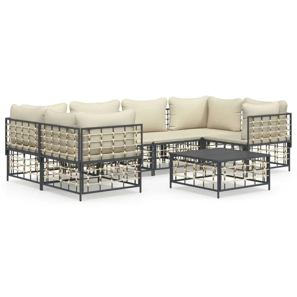 7 Piece Garden Lounge Set with Cushions Anthracite Poly Rattan 3186798