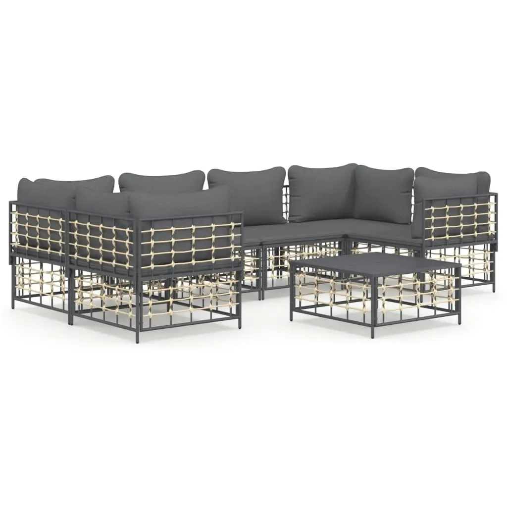 7 Piece Garden Lounge Set with Cushions Anthracite Poly Rattan 3186799