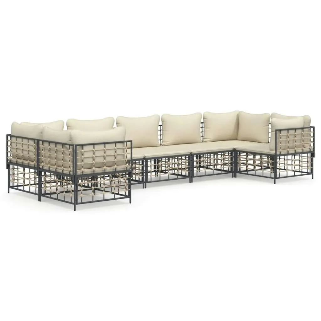 7 Piece Garden Lounge Set with Cushions Anthracite Poly Rattan 3186800